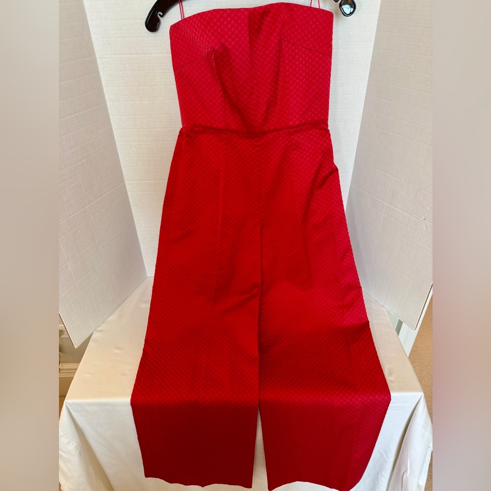 Emilia Wickstead 100% Silk Red Strapless jumpsuit
